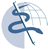 Healthy Skepticism logo = snake coiled around pen over globe